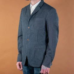 Captain Santors Jacken>Napoli Jacket Denim gessato