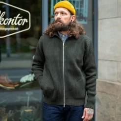 Andersen-Andersen Pullover>Navy Full Zip Pockets Hunting Green