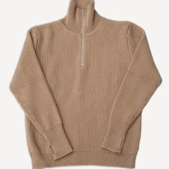Andersen-Andersen Pullover>Navy Half Zip Pullover Camel