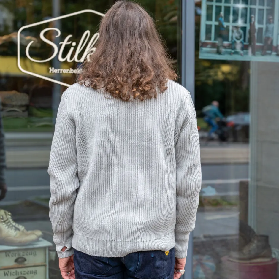 Andersen-Andersen Pullover>Navy Half Zip Pullover Light Grey