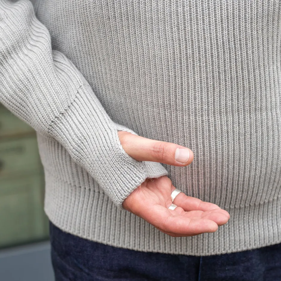 Andersen-Andersen Pullover>Navy Half Zip Pullover Light Grey