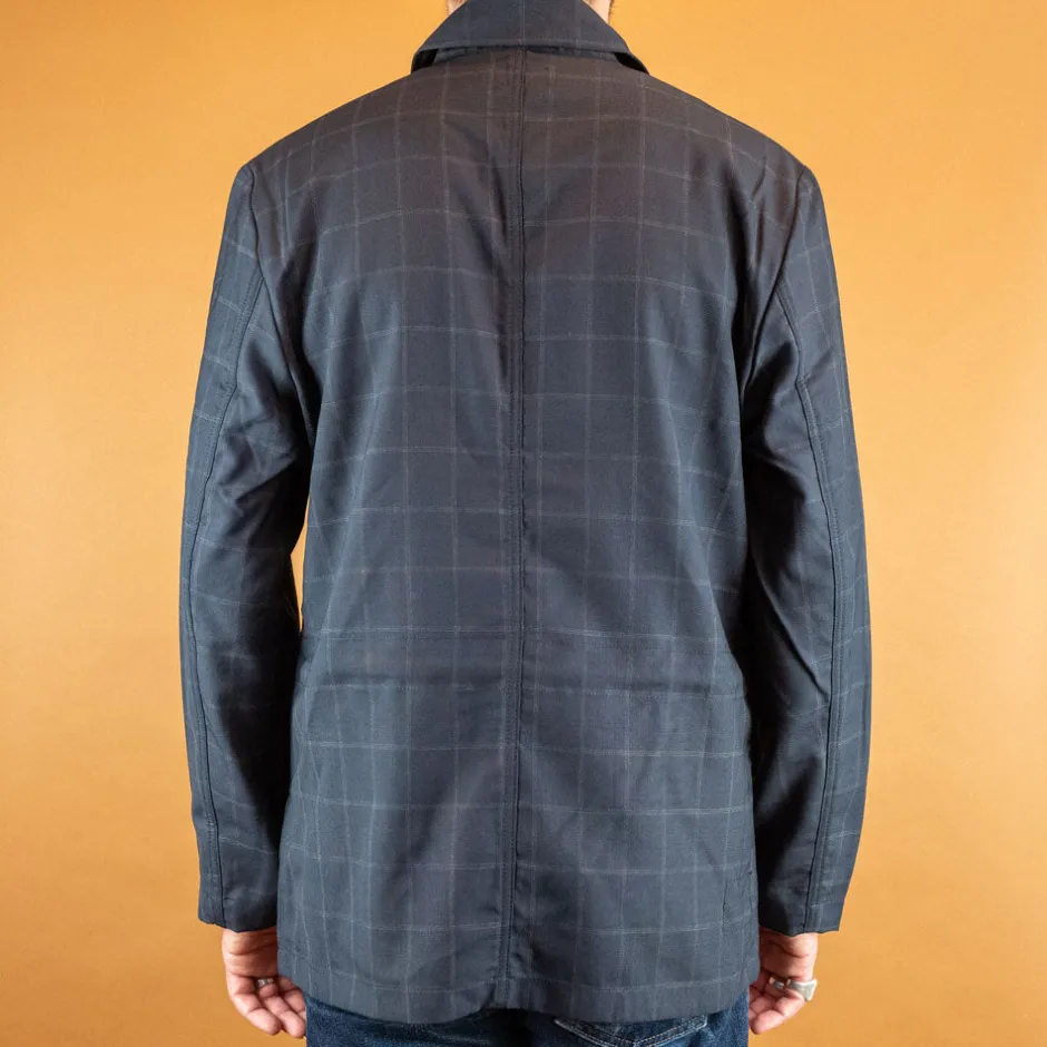Universal Works Jacken>Norfolk Bakers Jacket In Navy Fine Wool Check