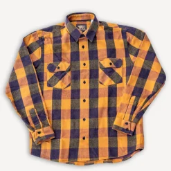 Indigofera Hemden>Norris Shirt Orange/Vine/Black