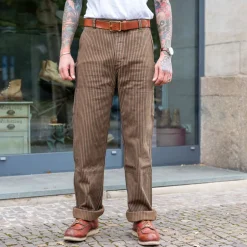 Freenote Cloth Hosen>Ortega Pants Herringbone Dobby Brown