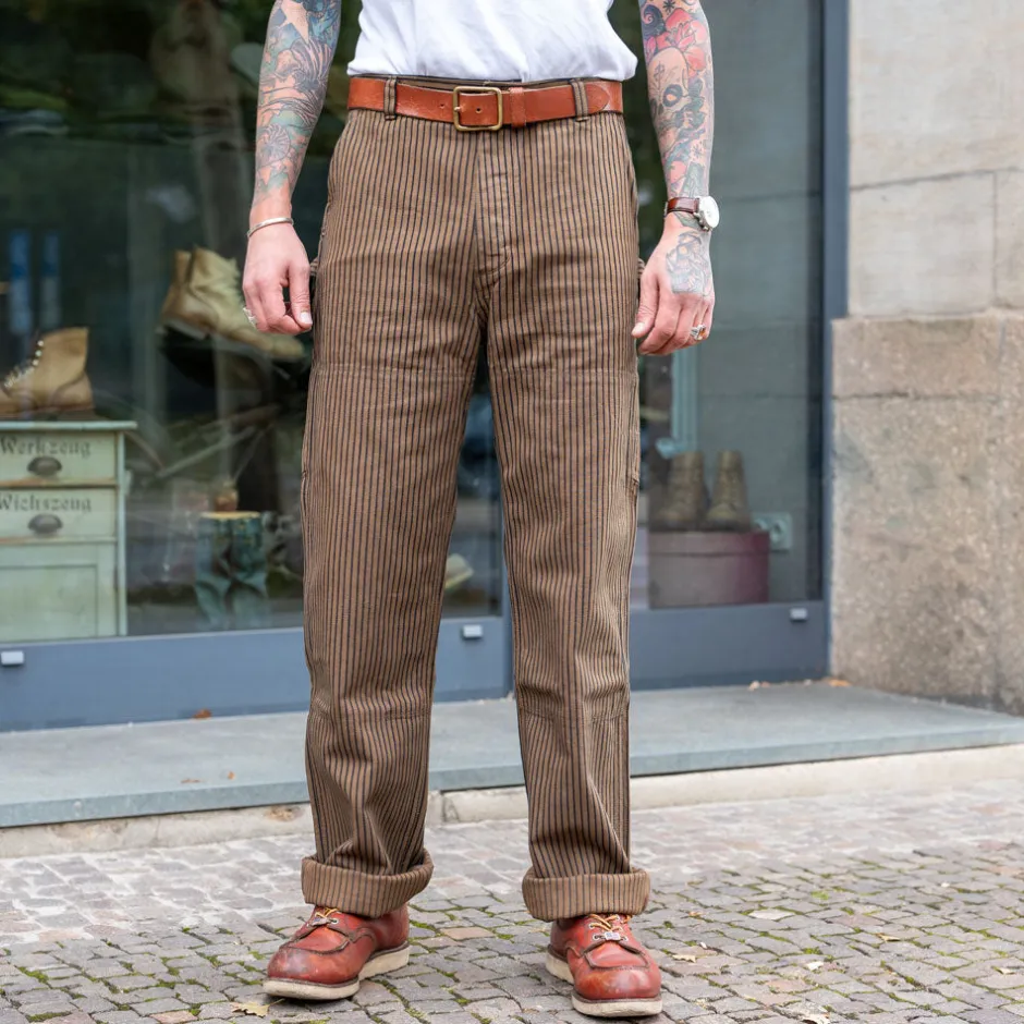 Freenote Cloth Hosen>Ortega Pants Herringbone Dobby Brown