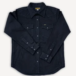 Iron Heart Hemden>14oz. Herringbone CPO Western Shirt IHSH-410 Black