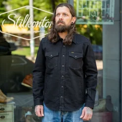 Iron Heart Hemden>14oz. Herringbone CPO Western Shirt IHSH-410 Black