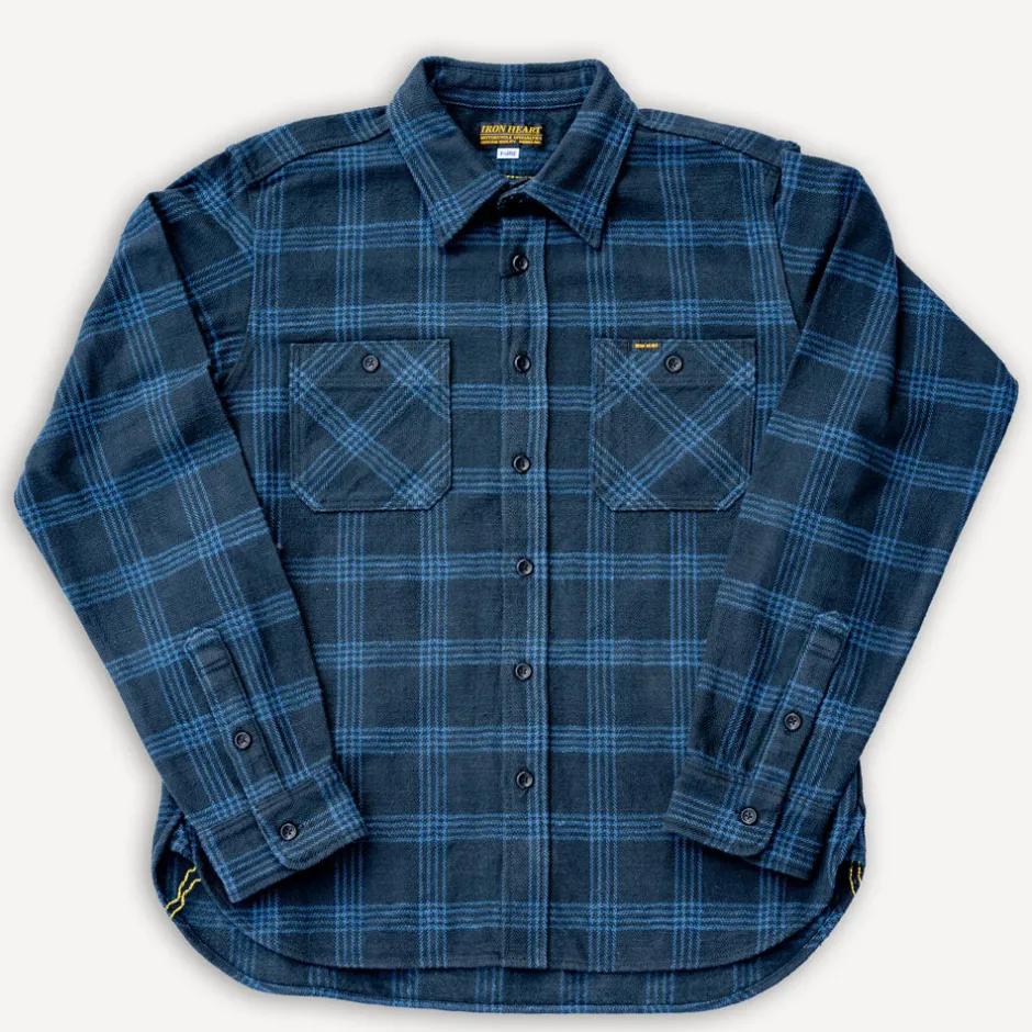 Iron Heart Hemden>12oz. Slubby Heavy Flannel Work Shirt IHSH-408-BLK Black