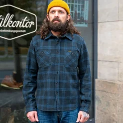 Iron Heart Hemden>12oz. Slubby Heavy Flannel Work Shirt IHSH-408-BLK Black