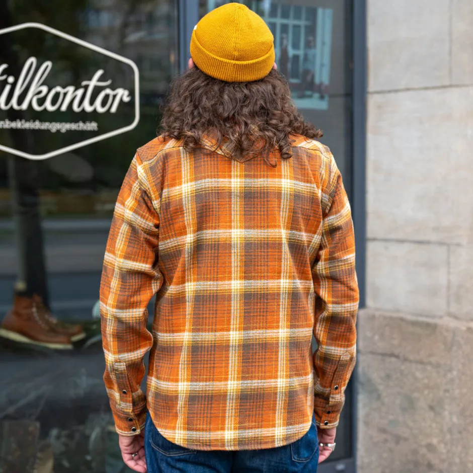 Iron Heart Hemden>12oz. Slubby Heavy Flannel Western Shirt IHSH-399-ORA Orange