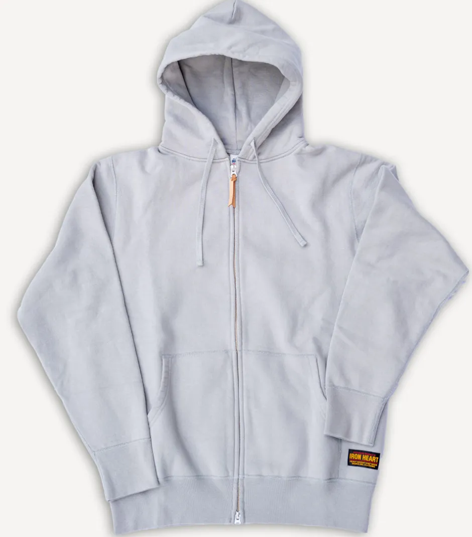 Iron Heart Pullover>14oz Ultra Heavyweight Loopwheel Cotton Zip Up Hoodie Grey
