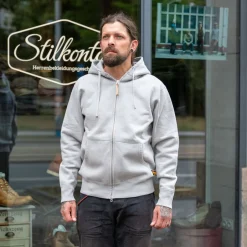 Iron Heart Pullover>14oz Ultra Heavyweight Loopwheel Cotton Zip Up Hoodie Grey