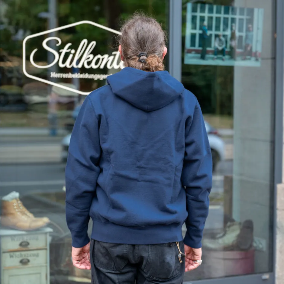 Iron Heart Pullover>14oz Ultra Heavyweight Loopwheel Cotton Zip Up Hoodie Navy