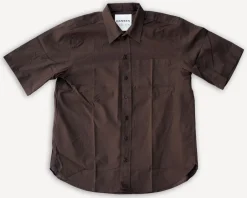 Hansen Hemden>Reidar Loose Fit Short Sleeve Shirt Chocolate