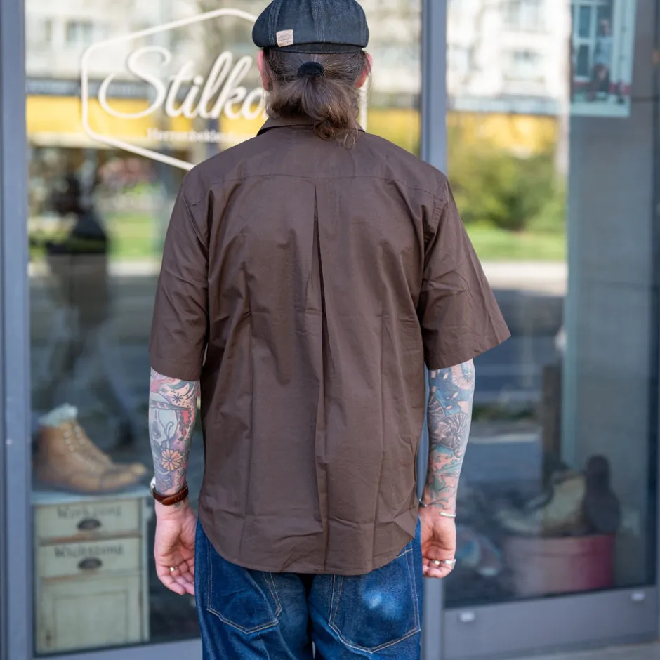 Hansen Hemden>Reidar Loose Fit Short Sleeve Shirt Chocolate