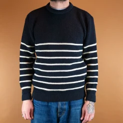 Heimat Qualitätsprodukte Pullover>Rugby Crew Neck Ink/Seashell