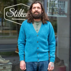 Harley of Scotland Pullover>Saddle Shoulder V Cardigan Pennan Bay