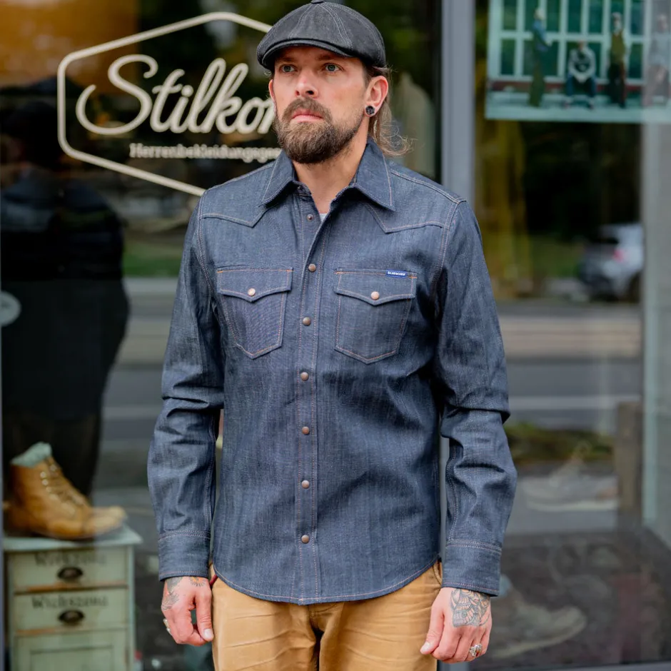 Blaumann Hemden>Schmales Jeanshemd dunkelblau 8oz.