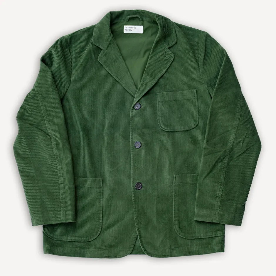 Universal Works Jacken>Three Button Jacket Cord Green