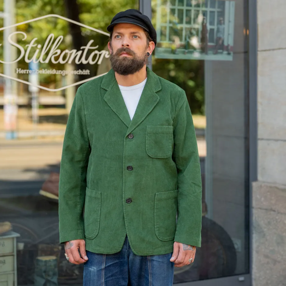 Universal Works Jacken>Three Button Jacket Cord Green