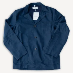 Universal Works Jacken>Three Button Jacket Lord Cotton Linen Navy
