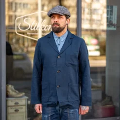 Universal Works Jacken>Three Button Jacket Lord Cotton Linen Navy