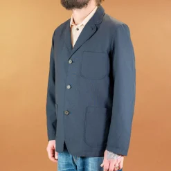 Universal Works Jacken>Three Button Jacket Tropical Suiting Navy