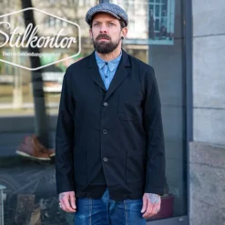 Universal Works Jacken>Three Button Jacket Valencia Cotton Black