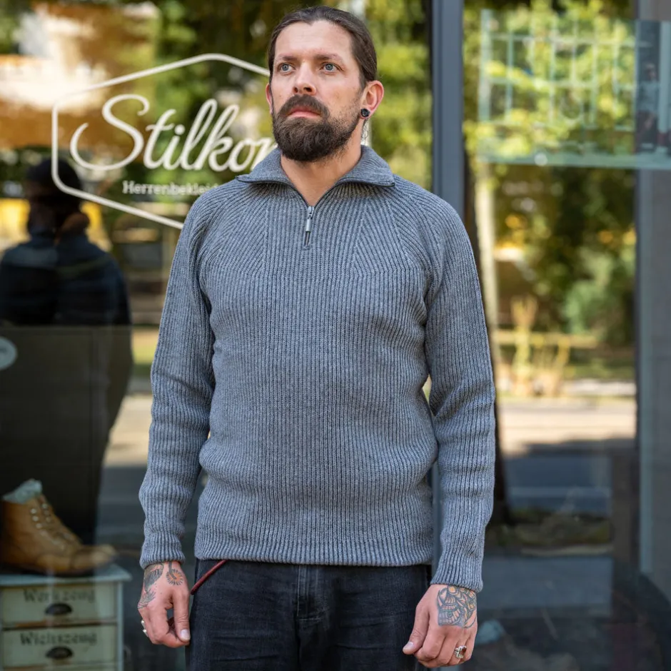 Seldom Pullover>Troyer Merinowolle Anthrazit