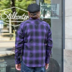 Iron Heart Hemden></noscript>Ultra Heavy Flannel Ombré Check Western Shirt IHSH-130-PUR Purple