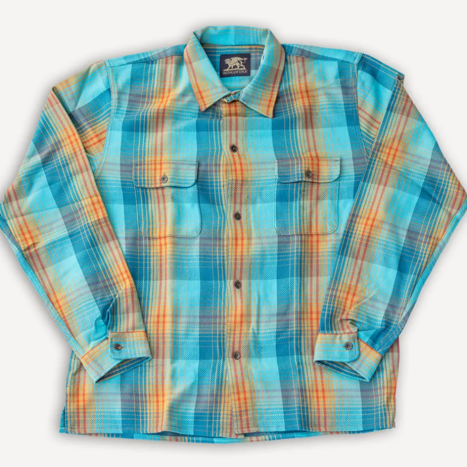 Indigofera Hemden>Webster Shirt Twill Check Blue/Beige/Red