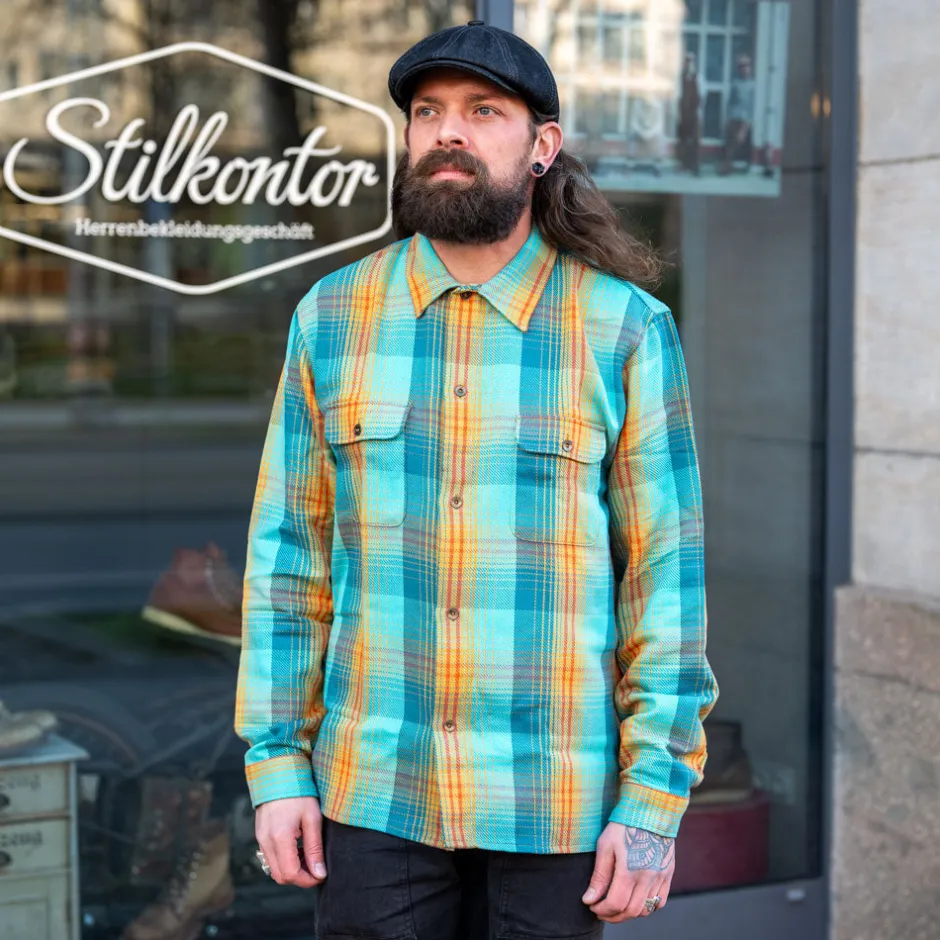 Indigofera Hemden>Webster Shirt Twill Check Blue/Beige/Red