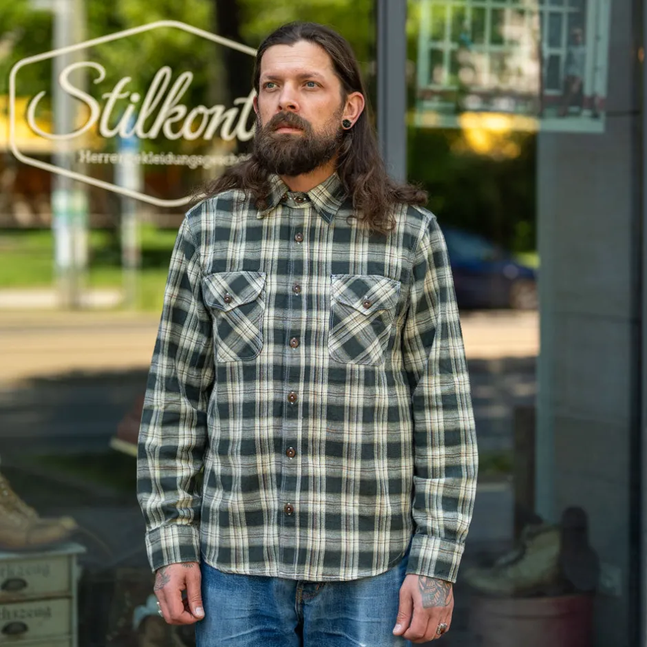Freenote Cloth Hemden>Wells Shirt Forest Plaid