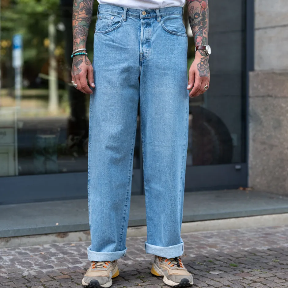 Edwin Hosen>Wide Pant Kurabo Red Selvedge 14oz Blue Light Used