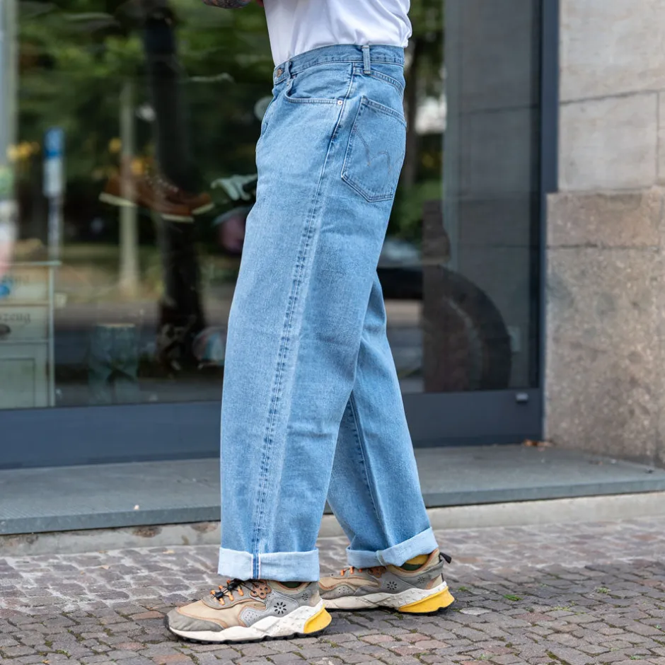 Edwin Hosen>Wide Pant Kurabo Red Selvedge 14oz Blue Light Used