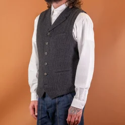 Hansen Westen>William Lapel Waistcoat Black Pin